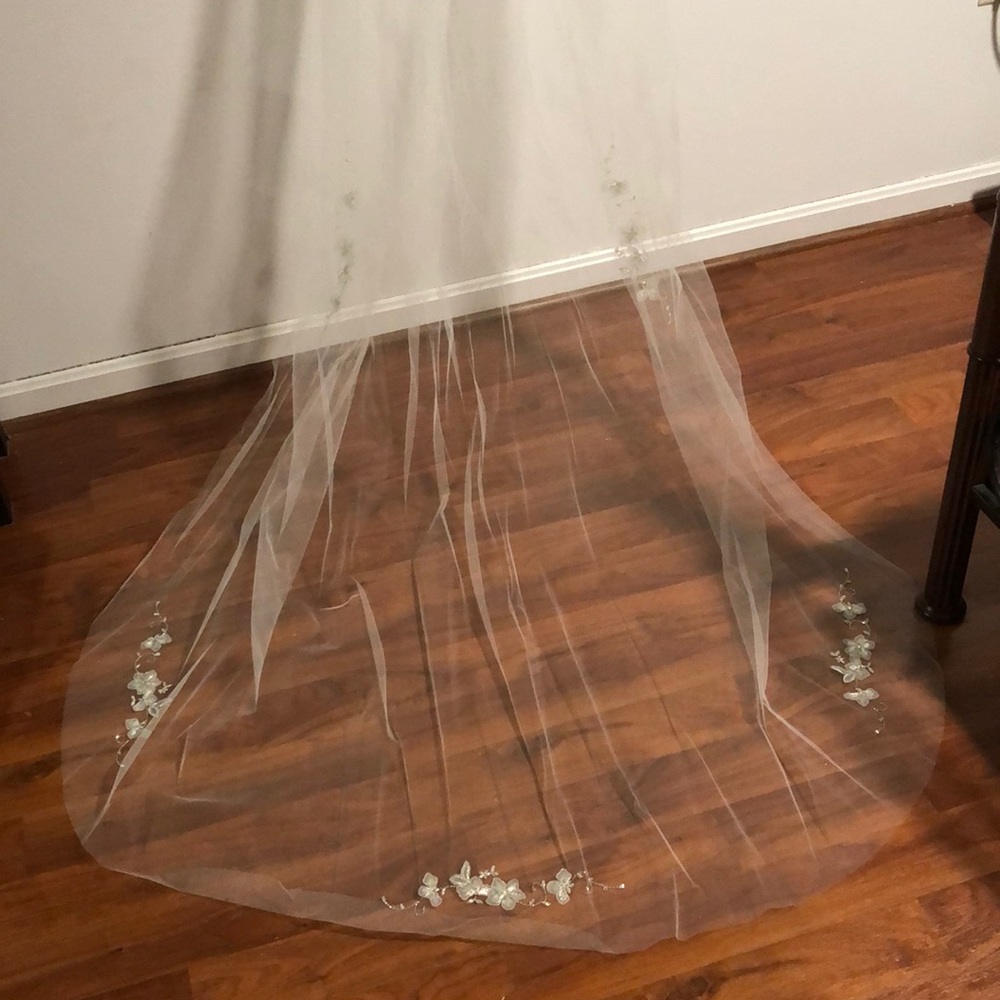 White cathedral length veil